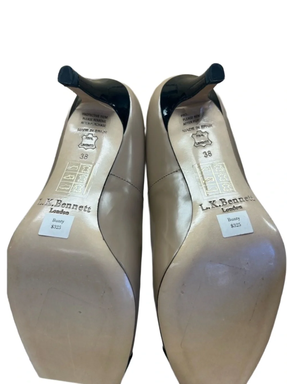 LK Bennett Black Cream Cap Toe Block Heel Pumps Court Shoes NWT Luxury